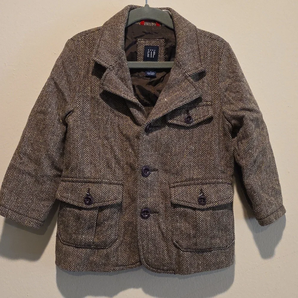 GAP Kids Herringbone Wool Blend Blazer Jacket 3t 3 Size 3